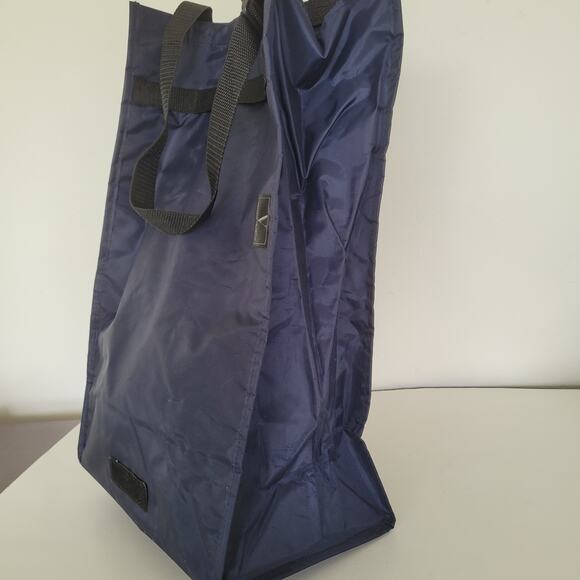 Vincenzo Valentino Shopping Bucket Bag On Wheels Nylon Foldable Navy Blue XL - Picture 3 of 10